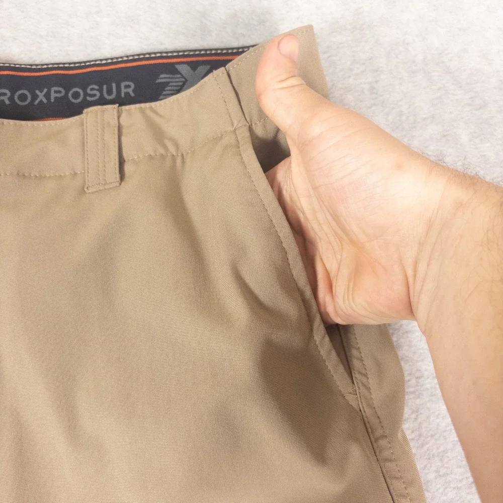 ZeroXposur Mens Performance Cargo Shorts Tan Khaki Stretch Hiking Golf Size 40